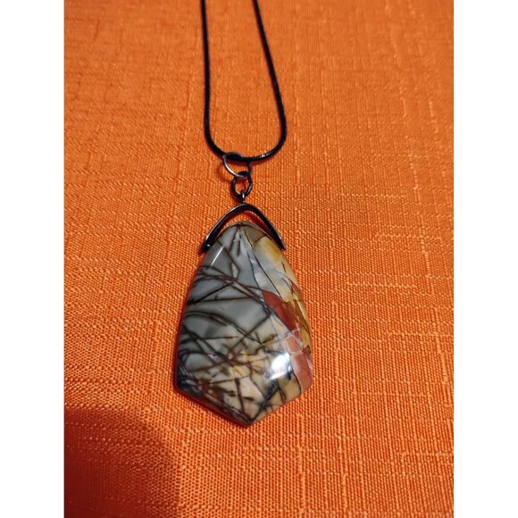 Jasper stone necklace on rope cord, small chip hobo naturalist looks handmade - Picture 3 of 8